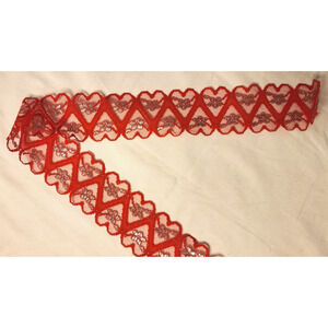 150+ Yards -Red Lace Heart and Flower Trim - 2" -Stern and Stern - 45804- Web 10